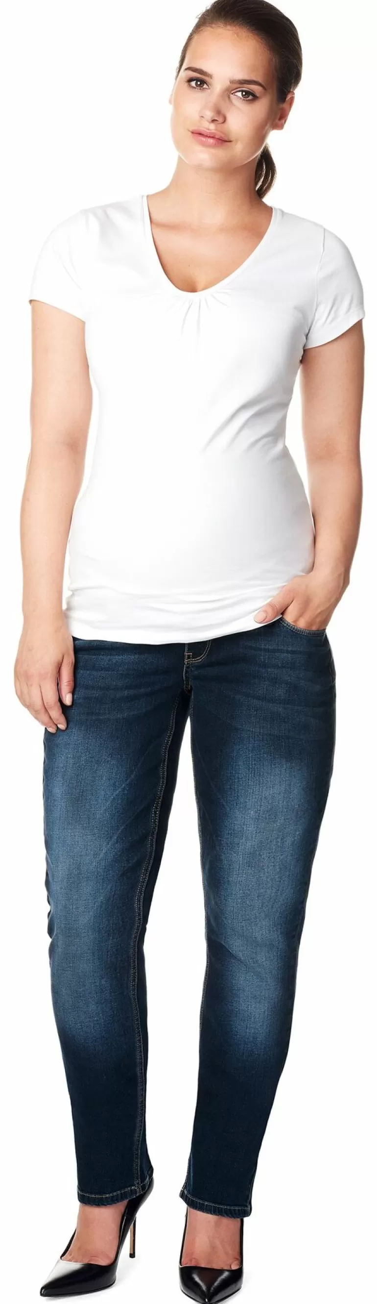 Shop Noppies Jean Droit Mena Plus Size - Dark Stone Wash