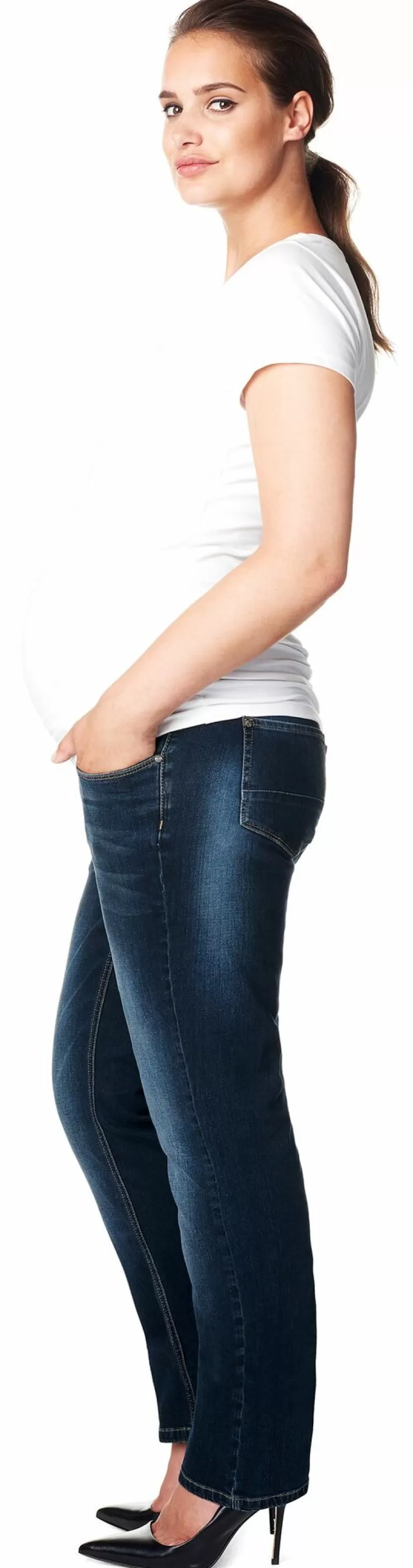 Shop Noppies Jean Droit Mena Plus Size - Dark Stone Wash